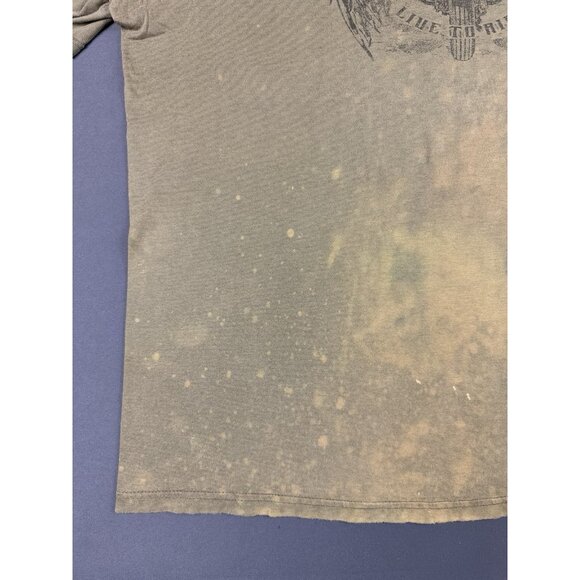 Rare Vintage Y2K Harley Davidson Rochester New York Thrashed Faded Olive Green T - Picture 10 of 13